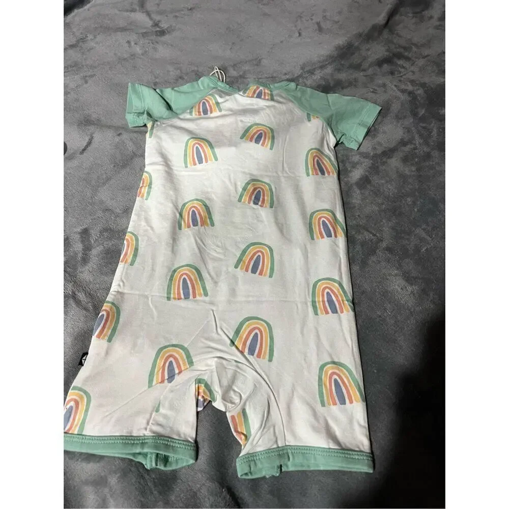 Kyte Baby One Piece Girls Size 3T Multicolor Romper Rainbow Short‎ Sleeve NWT